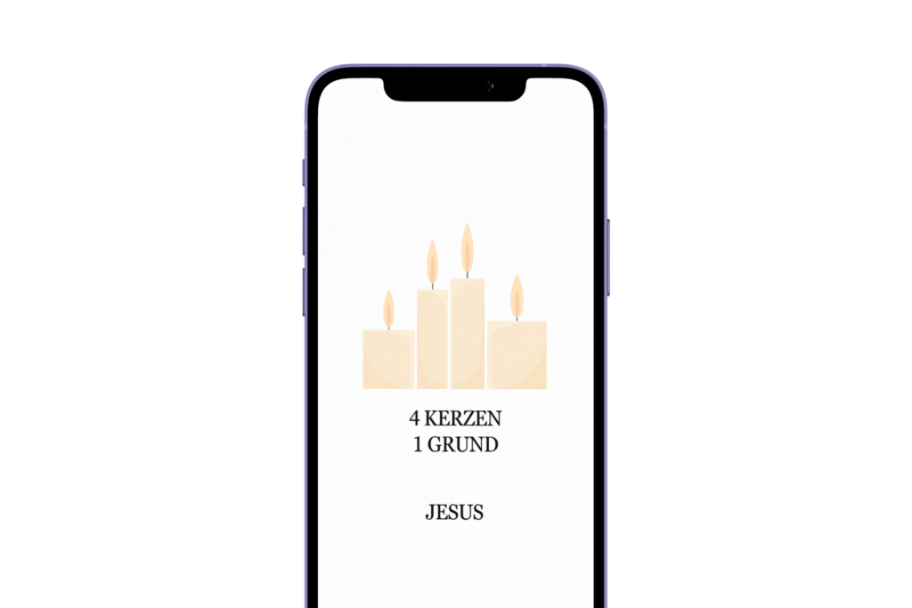 Statusmeldung mit Kerzen im Smartphone