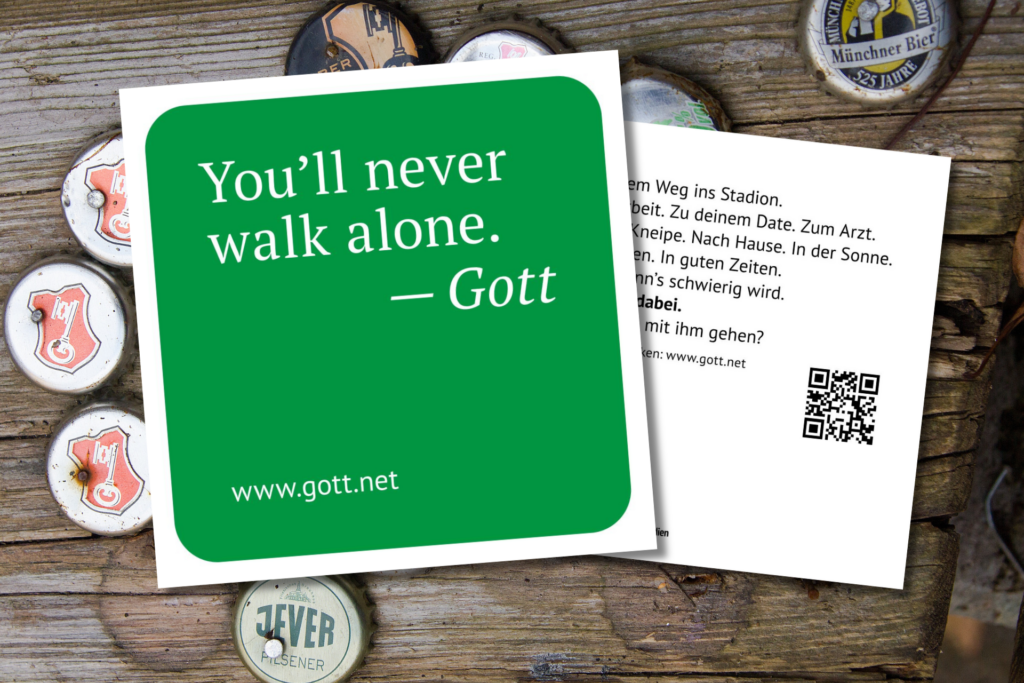 Bierdeckel mit Botschaft