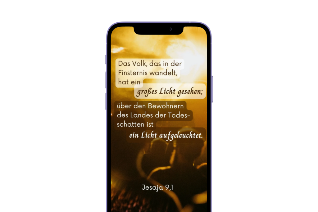 Smartphone mit Bibelvers